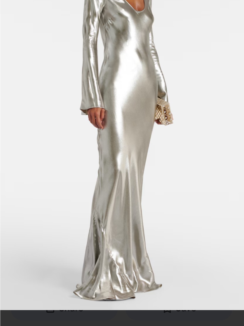 Galvin London Metallic Silver Long Sleeve Gown